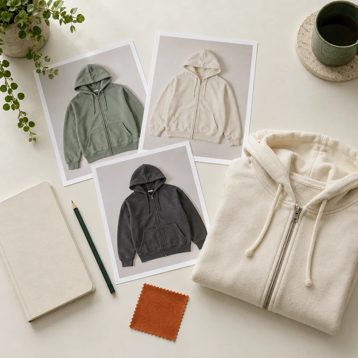 Illustration of checking one hoodie against its colour options